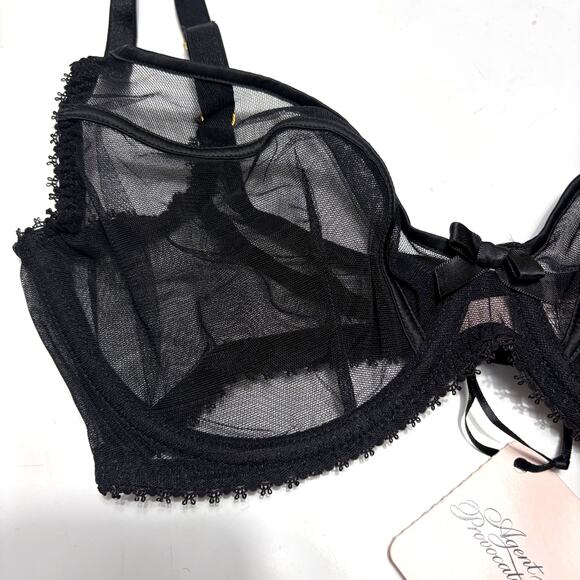 AGENT PROVOCATEUR NWT Cruz Mesh Plunge Underwired Bra in Black Size 34E - Picture 7 of 12